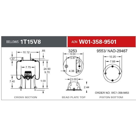 Firestone Air Spring, Suspension, 1T-Reversible Sleeve W013589501